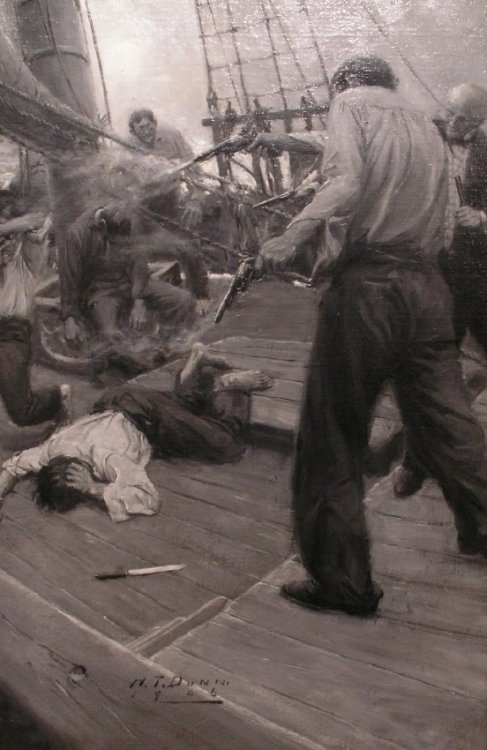 Harvey Dunn, "He and Harris Shot Every Man of Them Dead," oil on paperboard, 1906