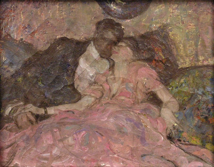 Harvey Dunn, untitled (reclining man and woman), oil on canvas, n.d.