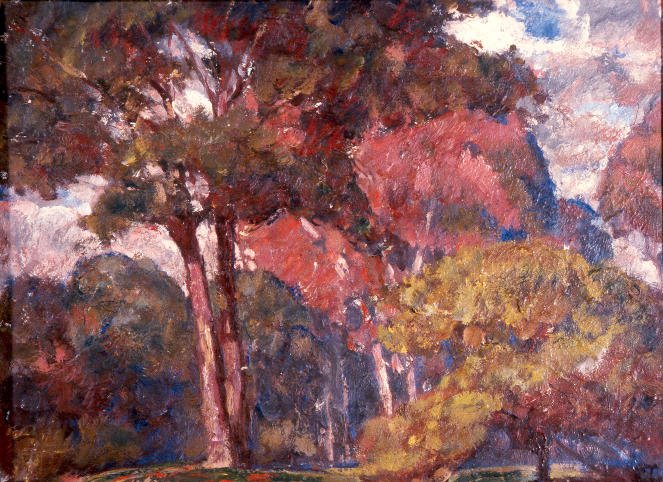 Harvey Dunn, untitled (late summer landscape), oil on panel, 1949