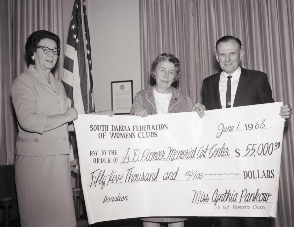South Dakota General Federation of Women’s Clubs check for $55,000 presented to SDSU President Hilton Briggs
