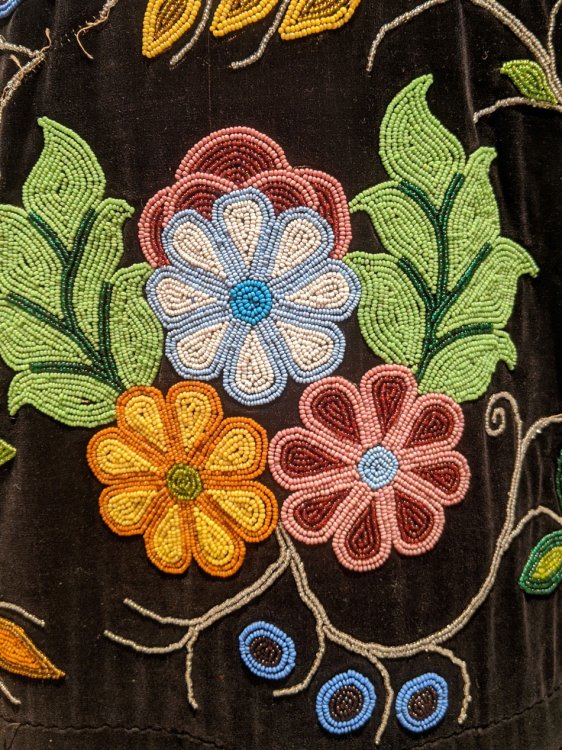 Ojibwe dress, back (detail)