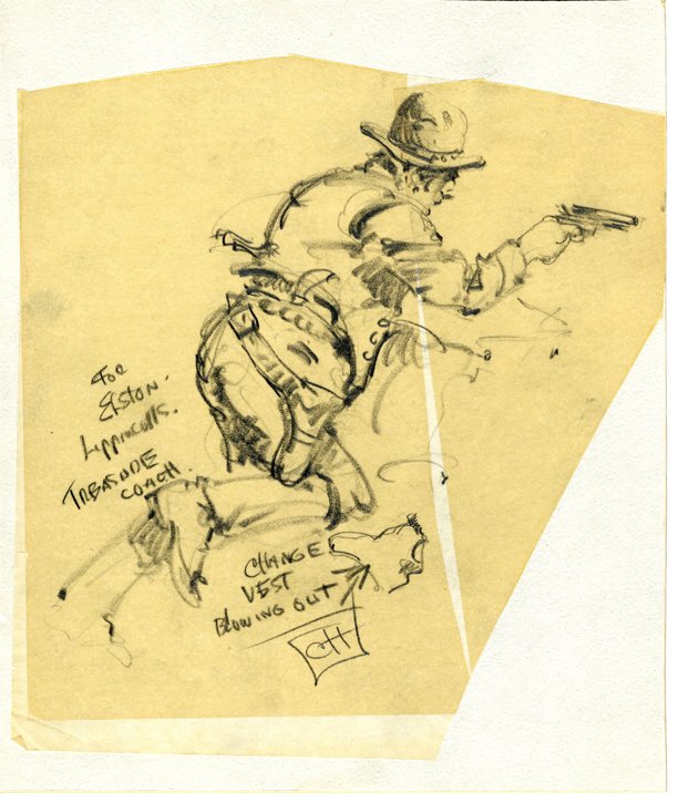 Charles Hargens, coach driver sketch for "Treasure Coach from Deadwood," 1962