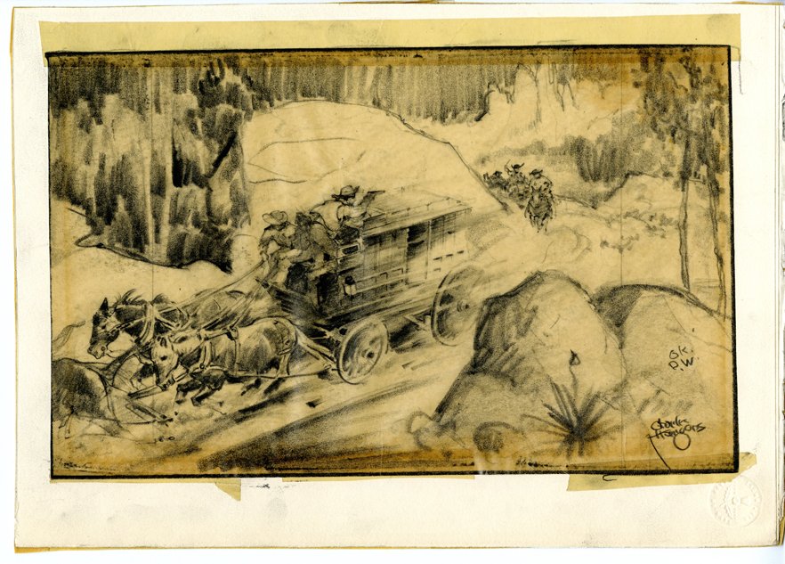 Charles Hargens, sketch for "Treasure Coach from Deadwood," 1962