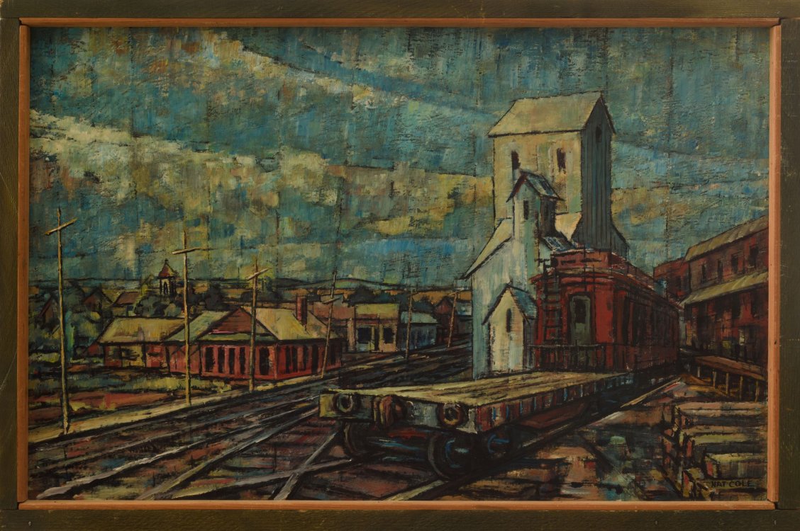 Nathanial Cole, Dakota Siding painting of rail yard