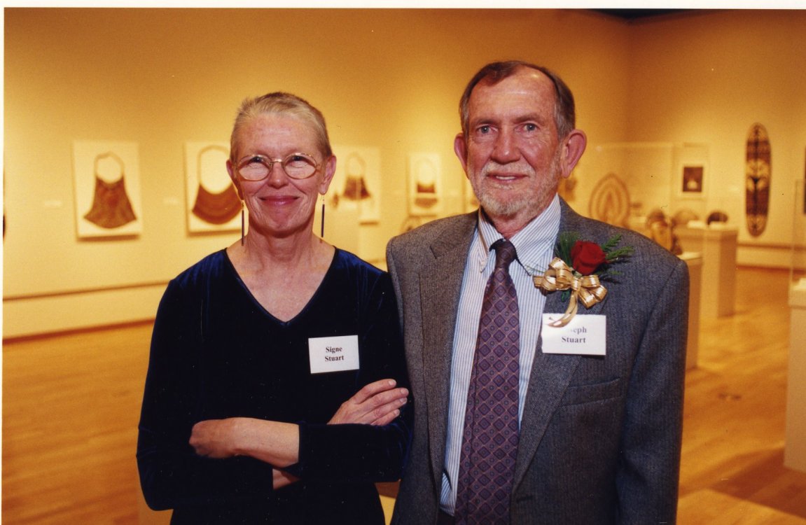 Signe and Joseph Stuart at the South Dakota Art Museum reopening reception, December 2000. South Dakota Art Museum Archives