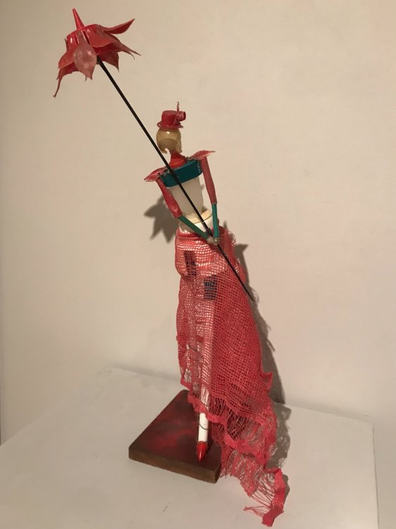 Jerry Ross Barrish, "Scarlet" assemblage found objects, 1996  South Dakota Art Museum Collection, 2003.01. Gift of Henry H. Corning.