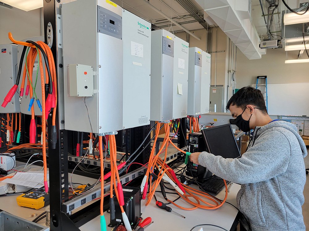 Student working in microgrid lab