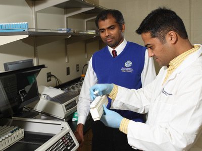Dave and Perumal in the lab