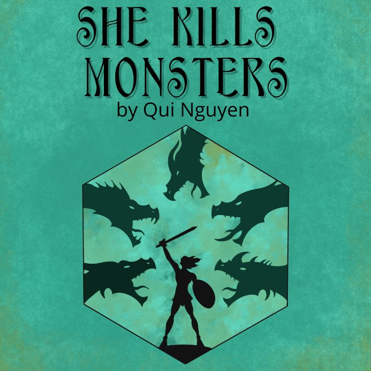 She kills monsters by qui nguyen with a warrior surrounded by monsters 