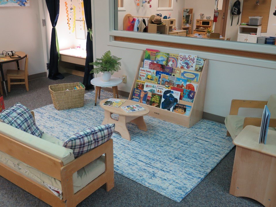 The library area in the 3 & 4 year old classroom.