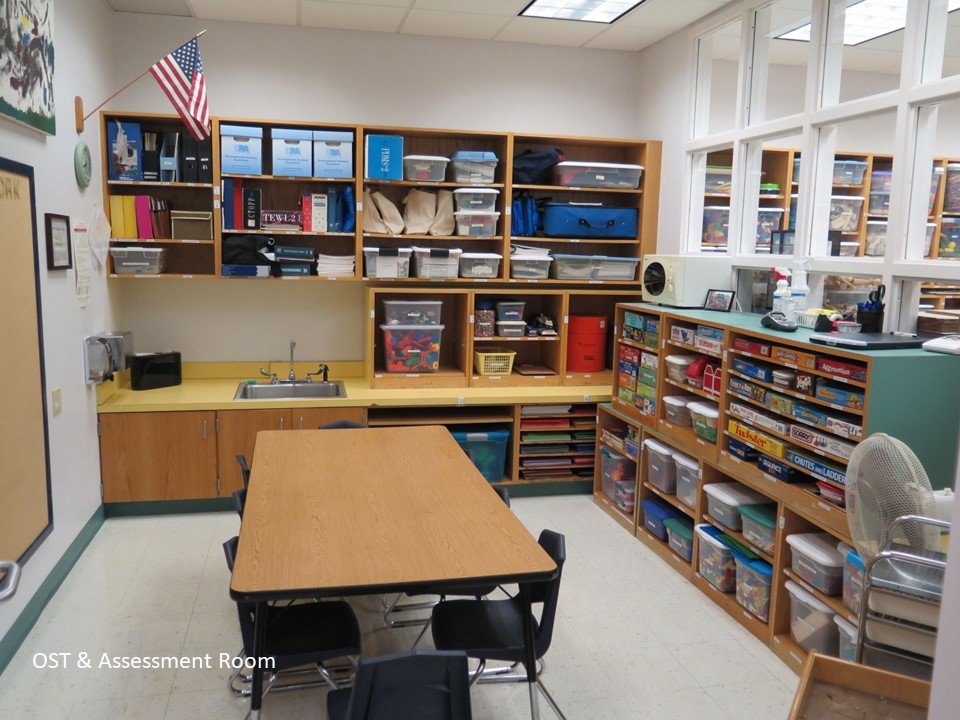 This room is for the Out of School Time program as well as holds many different types of assessment tools.