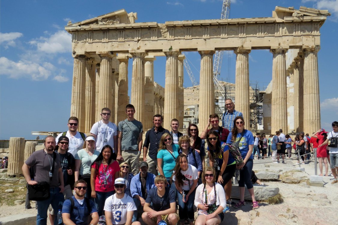Fishback Honors College students at the Parthenon in Greece