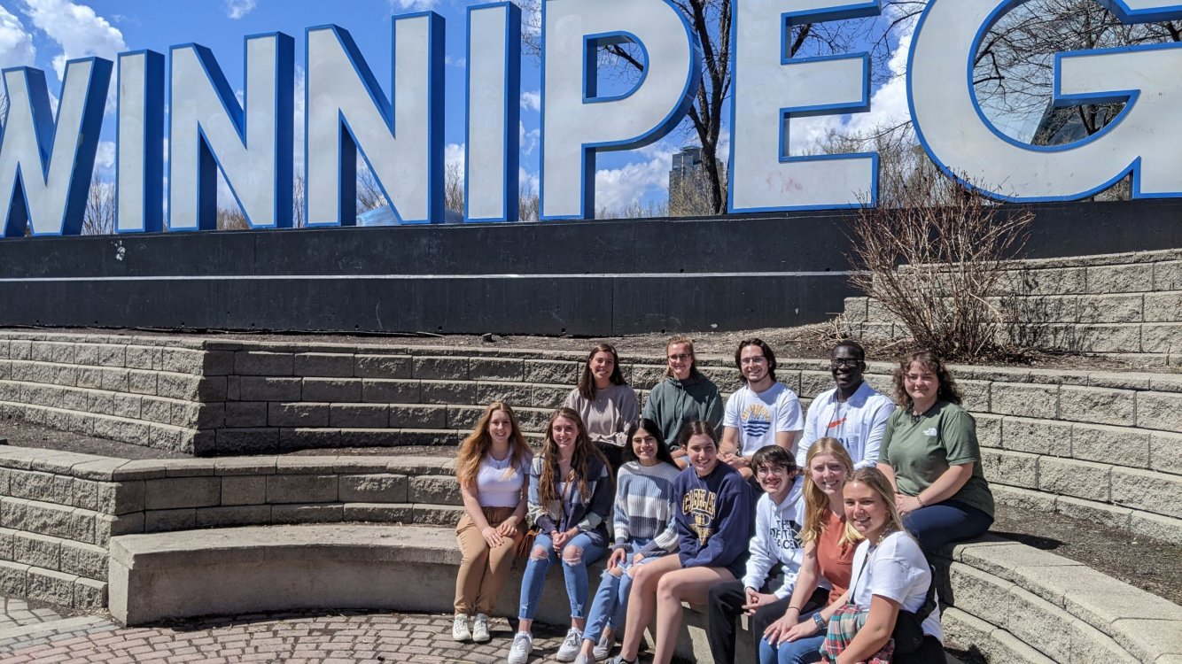 Fishback Honors College students exploring "The Forks" in Winnipeg, Manitoba, Canada
