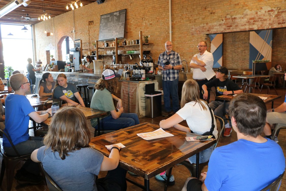 Fishback Honors College students visiting Kool Beans Coffee as part of the Explore Brookings program