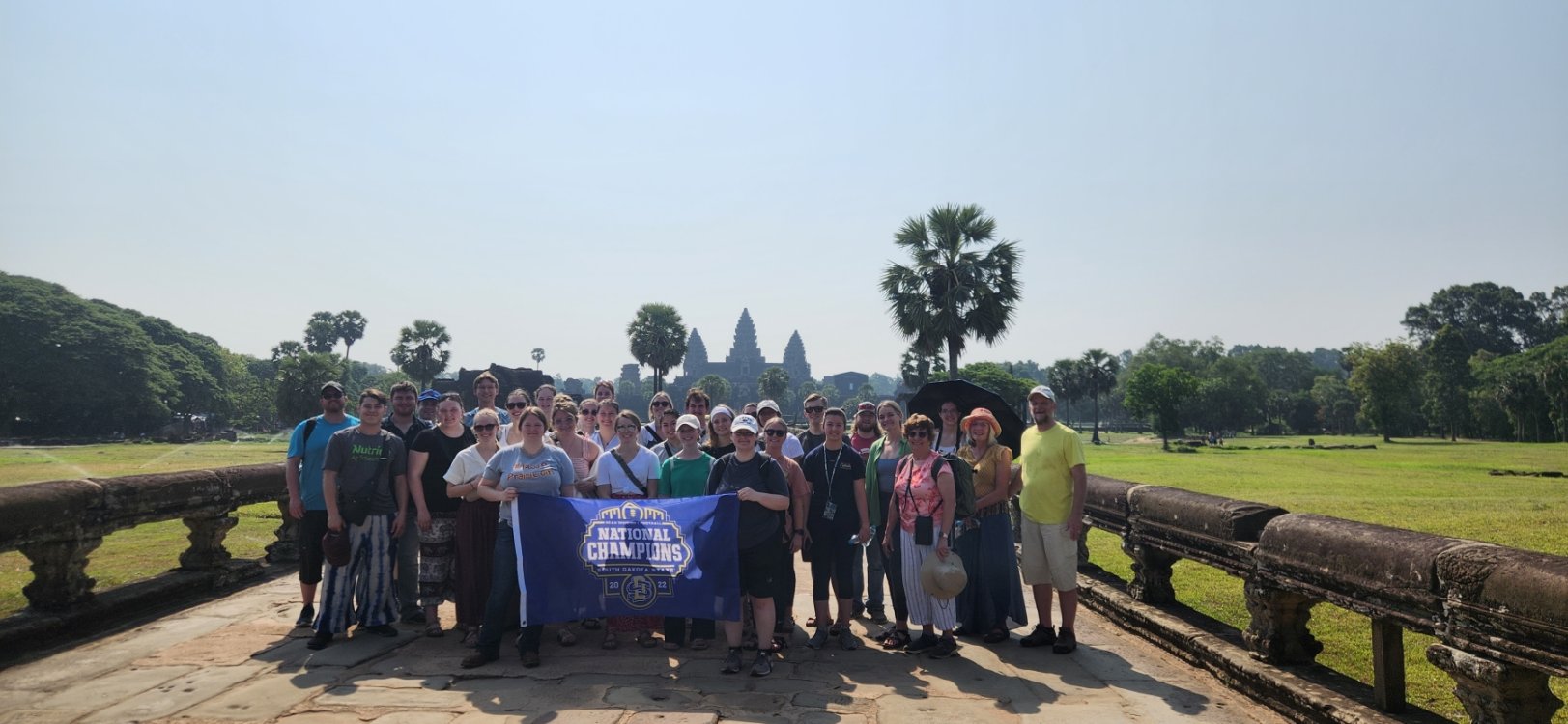 Honors students at the entrance of the Angkor Wat Temples in Cambodia