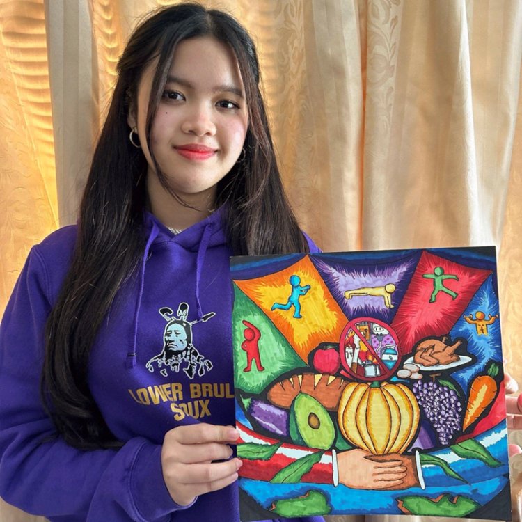 Photo of Jamaica Mich Madrona and her submission for the LaunchSkills Art Contest