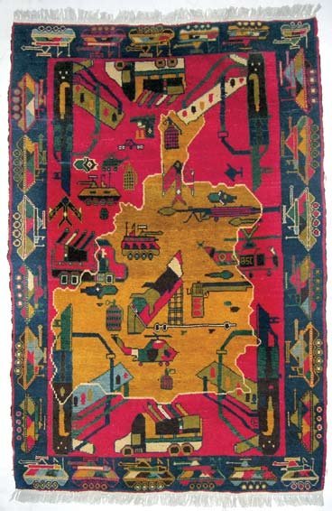 War Rug with Map of Afghanistan_71.75 x 45.25 inches