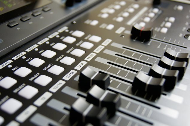 Close up shot of audio control board