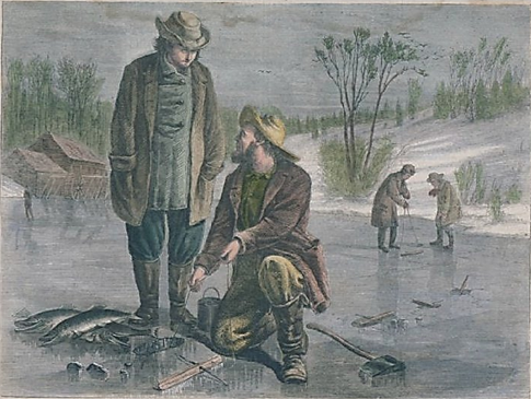 1992:048:0003 Winter Sports—Fishing for Pickerel Through the Ice, 1868