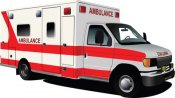 Picture of a red and white Ambulance.