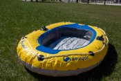 Blue and Yellow inflatable raft
