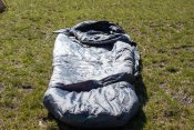 Black sleeping bag in the grass