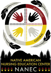 nanec logo (medicine wheel, finance, academic, social and cultural; native american nursing education center (NANEC)