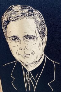 David E Christanson portrait from a plaque