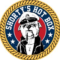 Shorty's Hot Box logo with dog dressed as captain