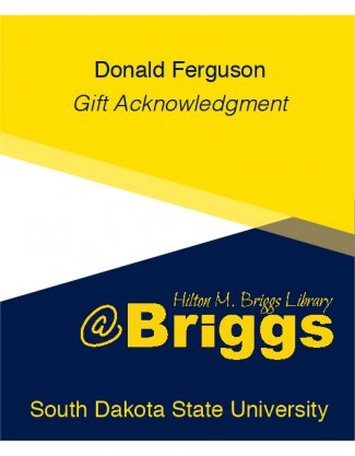 "Donald Ferguson Gift Acknowledgment bookplate, Briggs Library, SDSU"