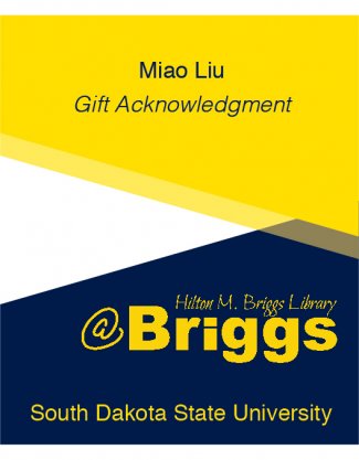 "Miao Liu Gift Acknowledgment bookplate, Briggs Library, SDSU"