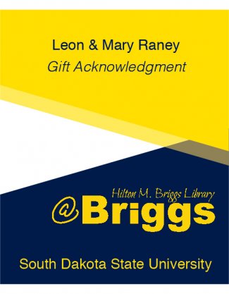 "Leon and Mary Raney Gift Acknowledgment bookplate, Briggs Library, SDSU"