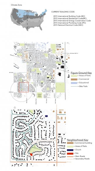Site maps of the region, Brookings, and the neighborhood.