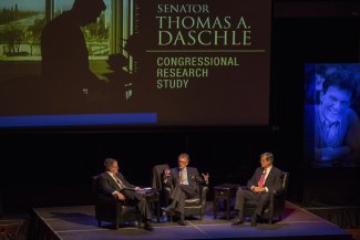 2014 Daschle Dialogue. Senator Daschle speaking with Trent Lott and moderated by Chuck Raasch.