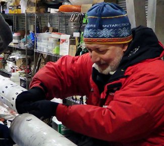 David Ferris working on ice core crew in West Antarctica
