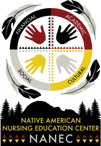nanec logo (medicine wheel, finance, academic, social and cultural; native american nursing education center (NANEC)