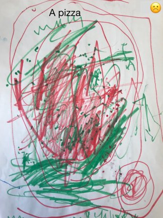 Child's drawing: pizza