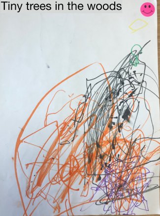Child's drawing: Tiny trees in the woods