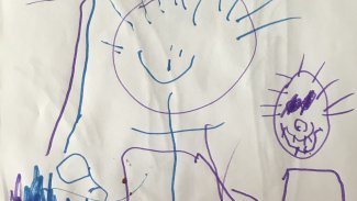 Child's drawing: figure sticks
