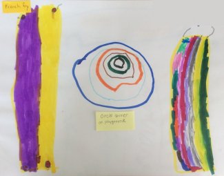 Child's drawing: French Fry , circle spinner on the playground