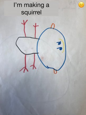 Child's drawing: I am making a squirrel