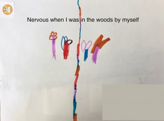 Child's drawing: Nervous when I was in the woods by myself