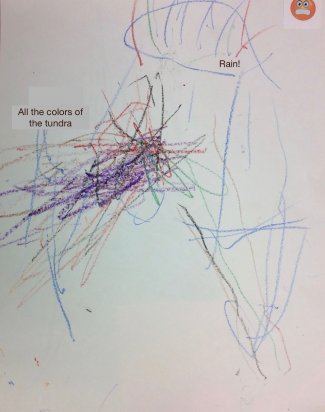 Child's drawing: Colors of tundra, rain
