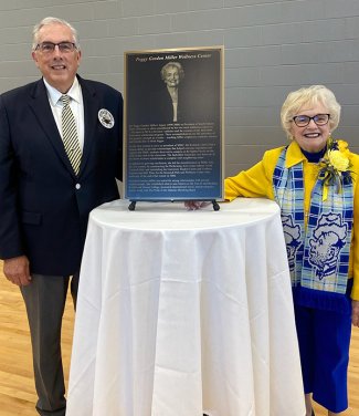 SDSU President Barry Dunn, left, and SDSU President Emerita Peggy Gordon Miller at the Miller Wellness Center naming ceremony.