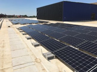 Solar panels on the Stanley J. Marshall Center