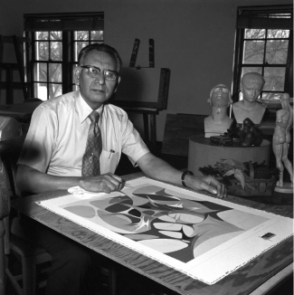 Oscar Howe, c. 1973, University of South Dakota. University Libraries. Archives and Special Collections