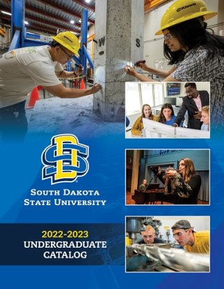 2022-2023 Undergraduate Catalog cover. View of students and faculy in various classroom settings.