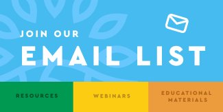 Join Our Email List Graphic with bold colorful background and envelope icon