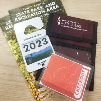 Example of a state park pass that's available for patrons to check out at various libraries throughout South Dakota.