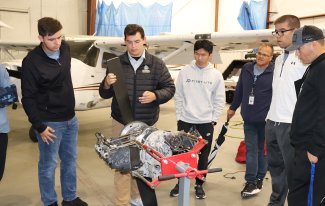 Career and Technical Education Academy students from Sioux Falls learned about SDSU's aviation program during a site visit at the Brookings Regional Airport in October.
